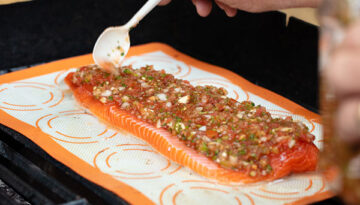 salmon topped with salsa